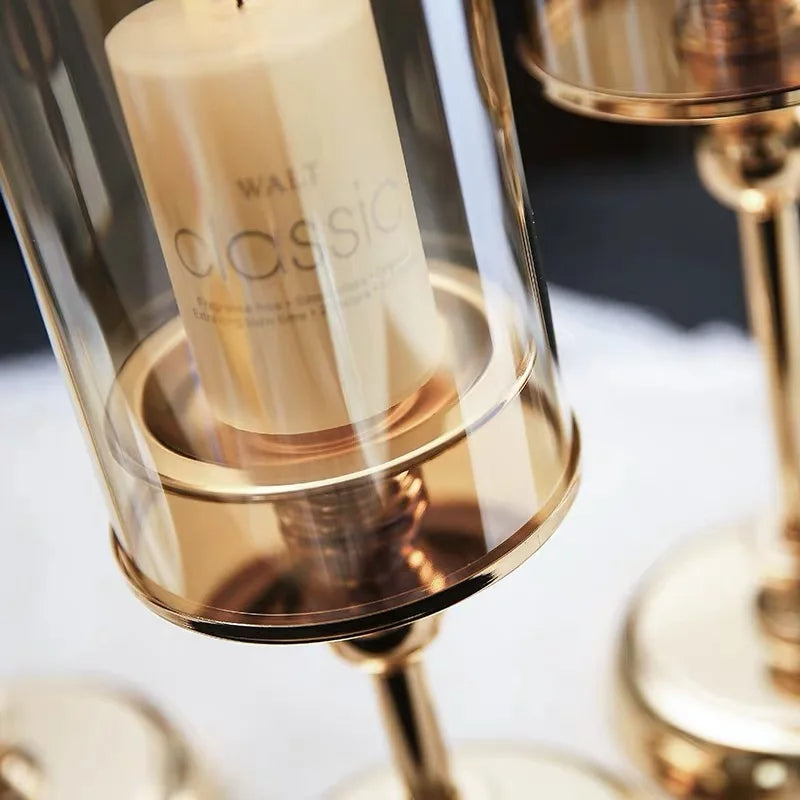 LuxeGlow Gold Candle Holders