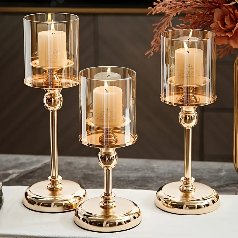 LuxeGlow Gold Candle Holders