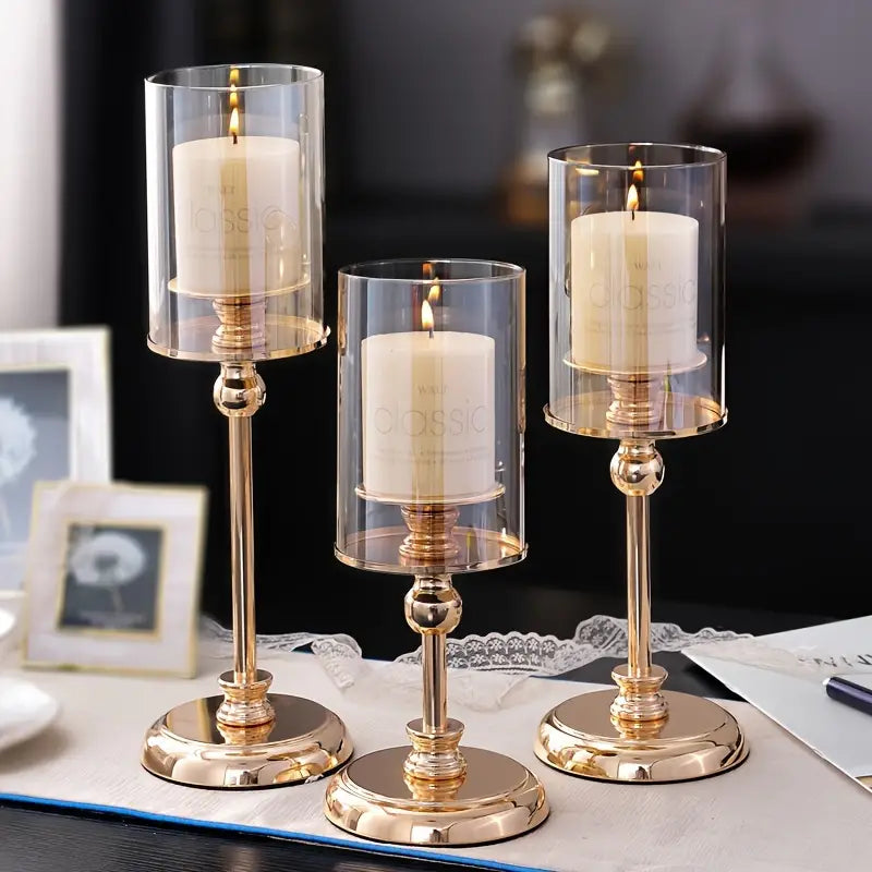LuxeGlow Gold Candle Holders