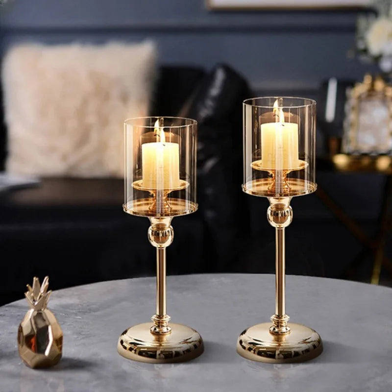 LuxeGlow Gold Candle Holders