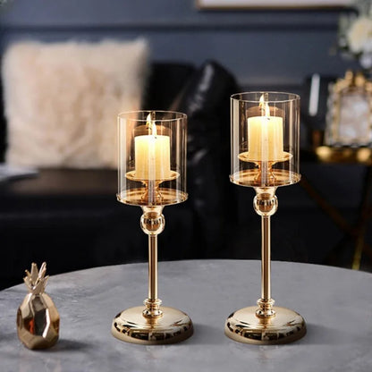 LuxeGlow Gold Candle Holders