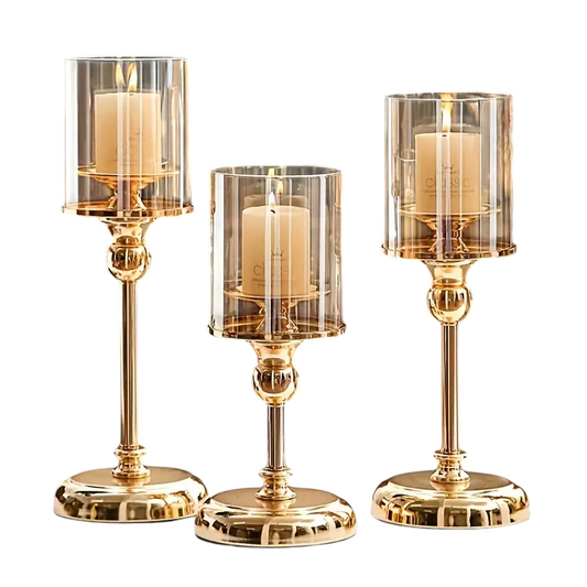 LuxeGlow Gold Candle Holders