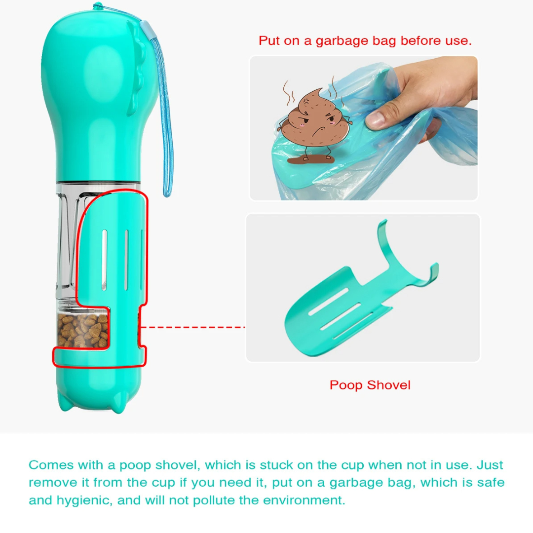 Portable Pet Feeder, Drinker, & Poop Scooper