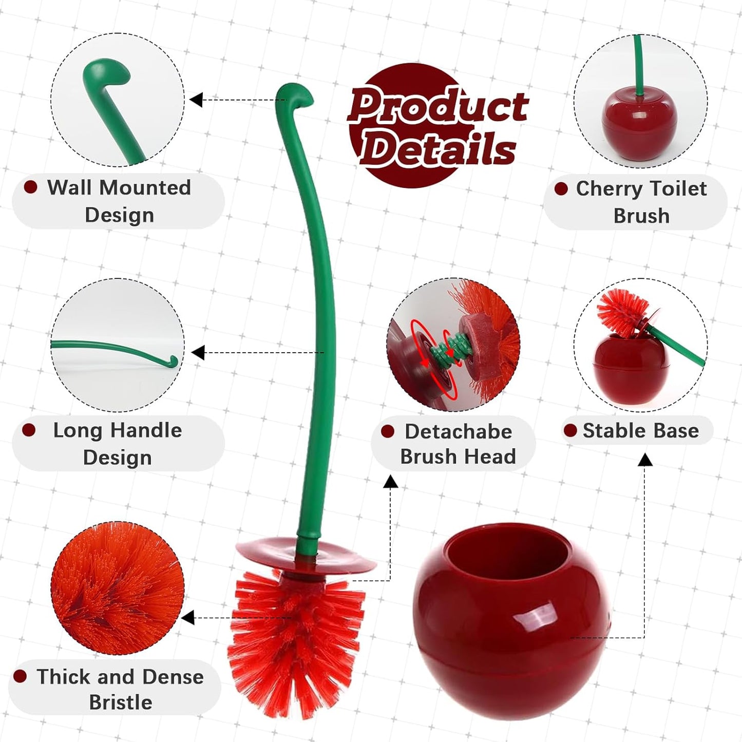 CherryClean Toilet Brush – Cute, Deep-Cleaning Bathroom Tool