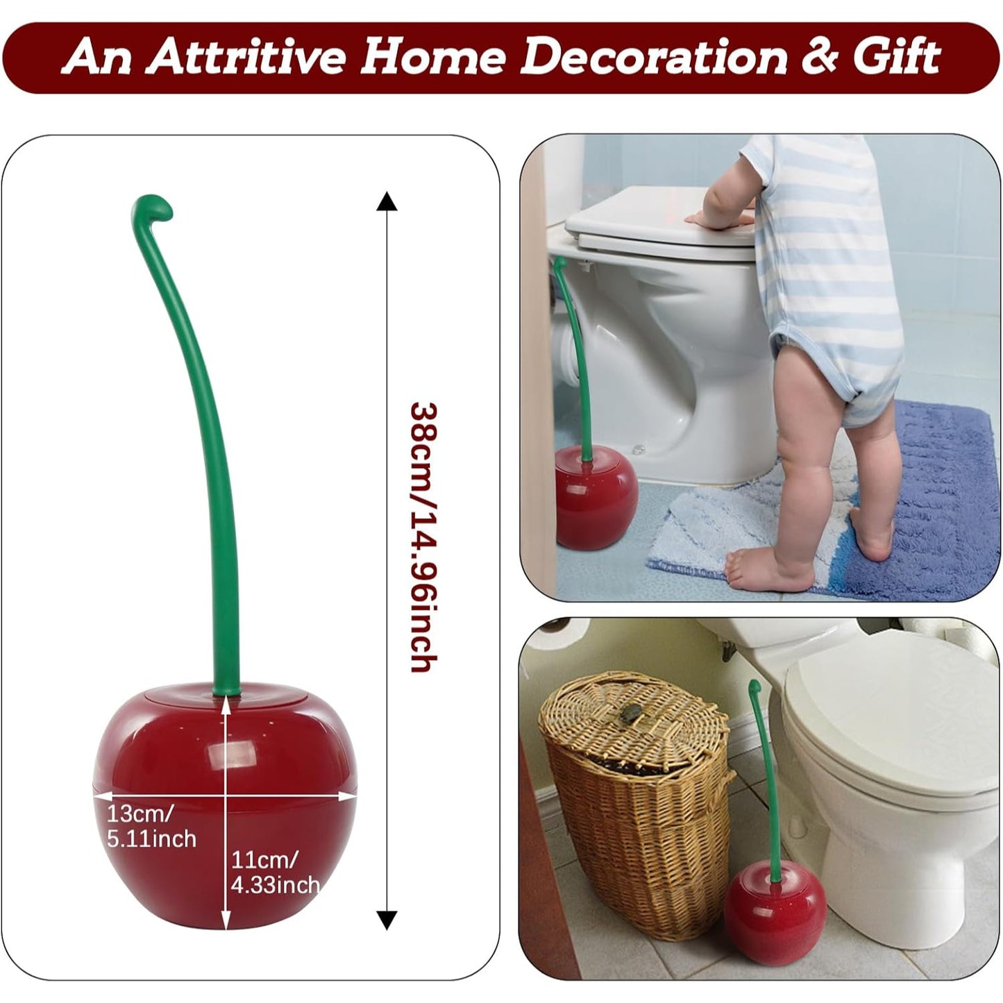 CherryClean Toilet Brush – Cute, Deep-Cleaning Bathroom Tool