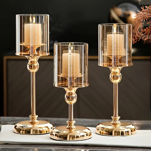 LuxeGlow Gold Candle Holders